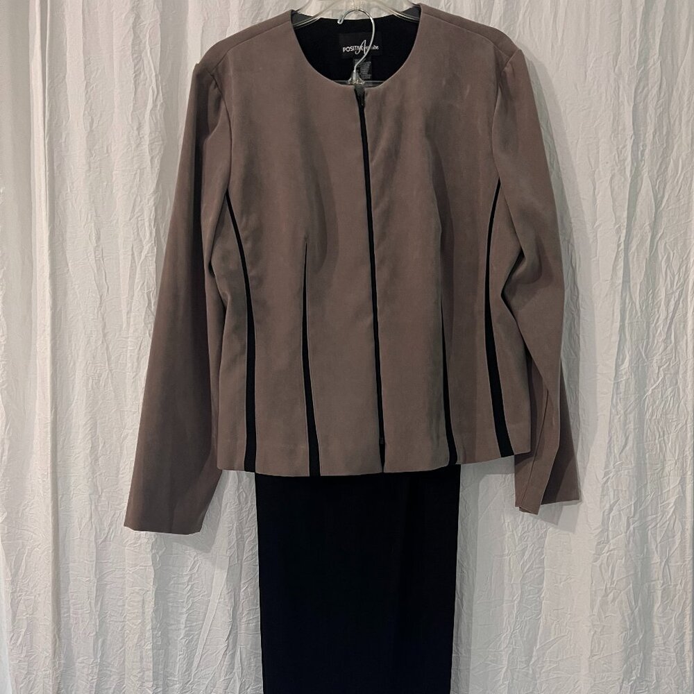 Positive Attitude Women's Pant Suit Taupe & Black Size 14